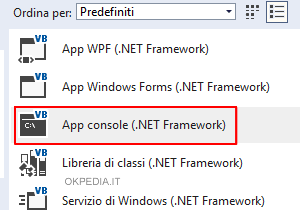 selezionare App console