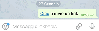 nel messaggio il link è attivo