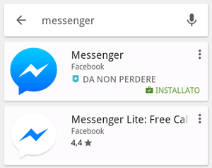 installazione Facebook Messenger o Messenger Lite