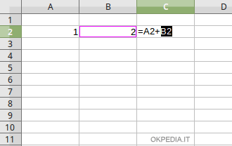 selezionare la cella B2 del foglio