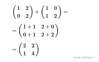 somma di due matrici 2x2 ( esempio )