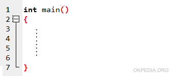 la struttura principale del programma in linguaggio C
