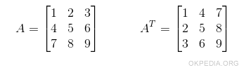 esempio di matrice trasposta 
