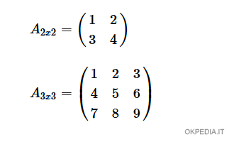 esempi di matrici quadrate