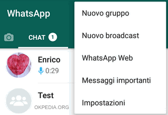 premere sulla voce di menu Impostazioni