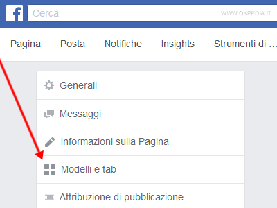 selezionare Modelli e Tab