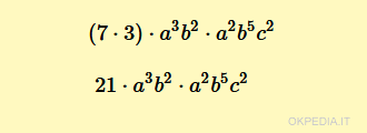 calcolare il prodotto dei coefficienti numerici dei monomi fattori